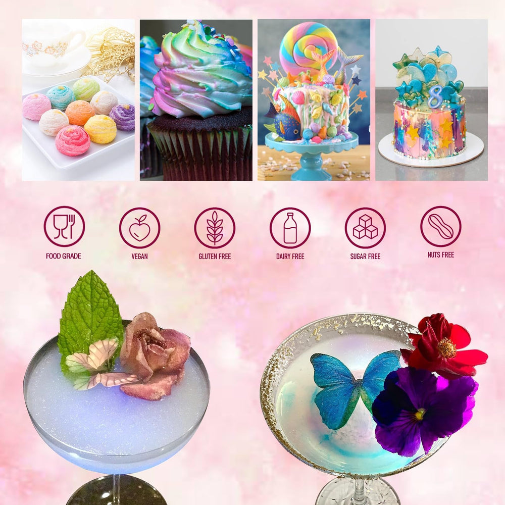 SkyVue green edible glitter adds fresh sparkle to cupcakes and beverages.