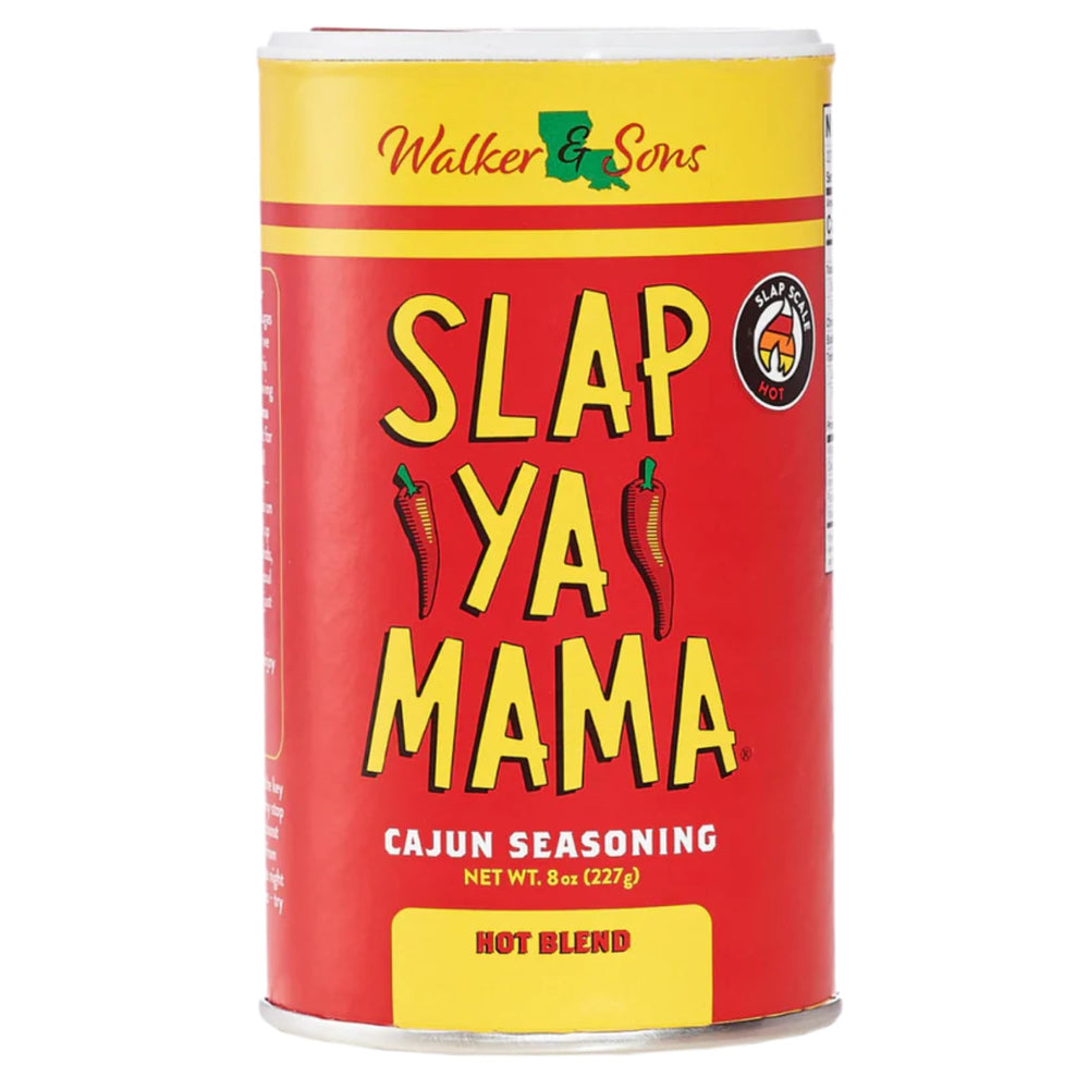 Slap Ya Mama Cajun Hot Blend can for bold grilling flavor.
