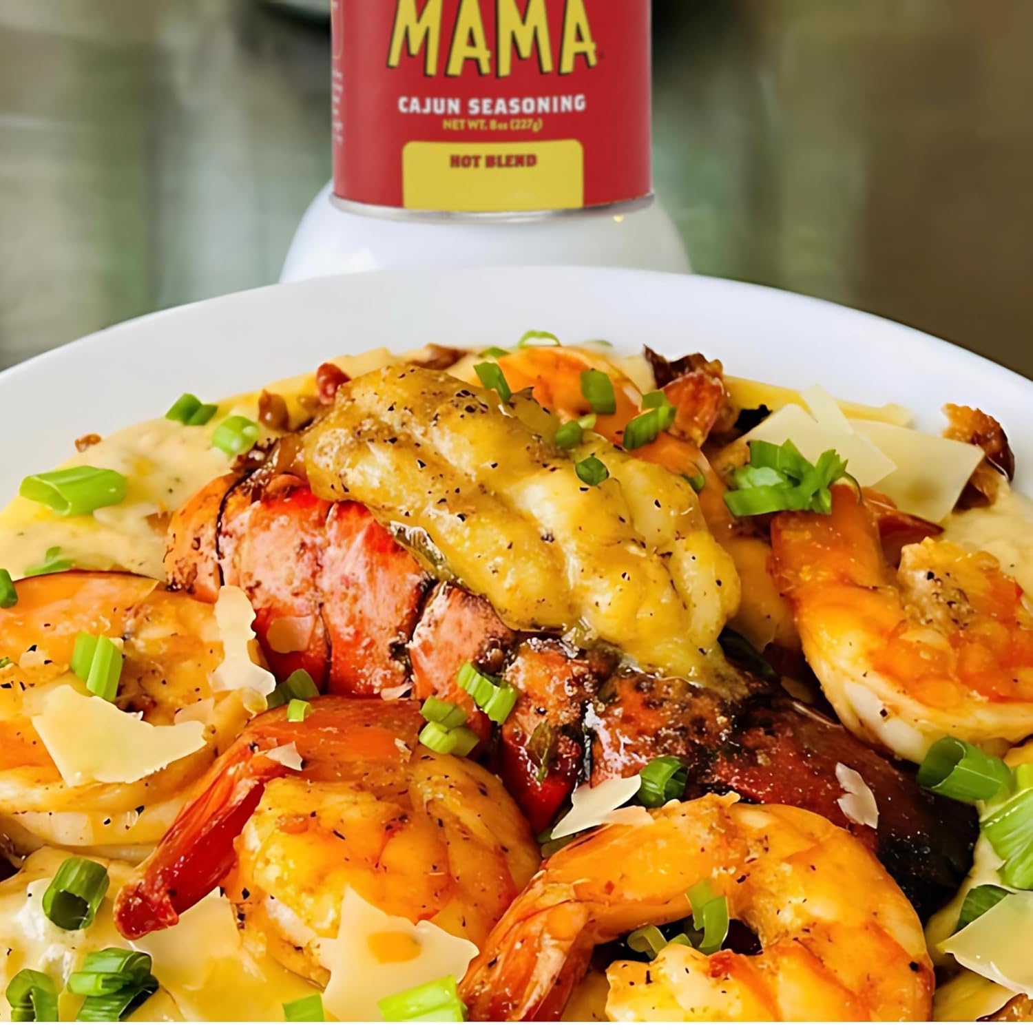 Slap Ya Mama Cajun hot seasoning on shelf display for quick flavor boost.