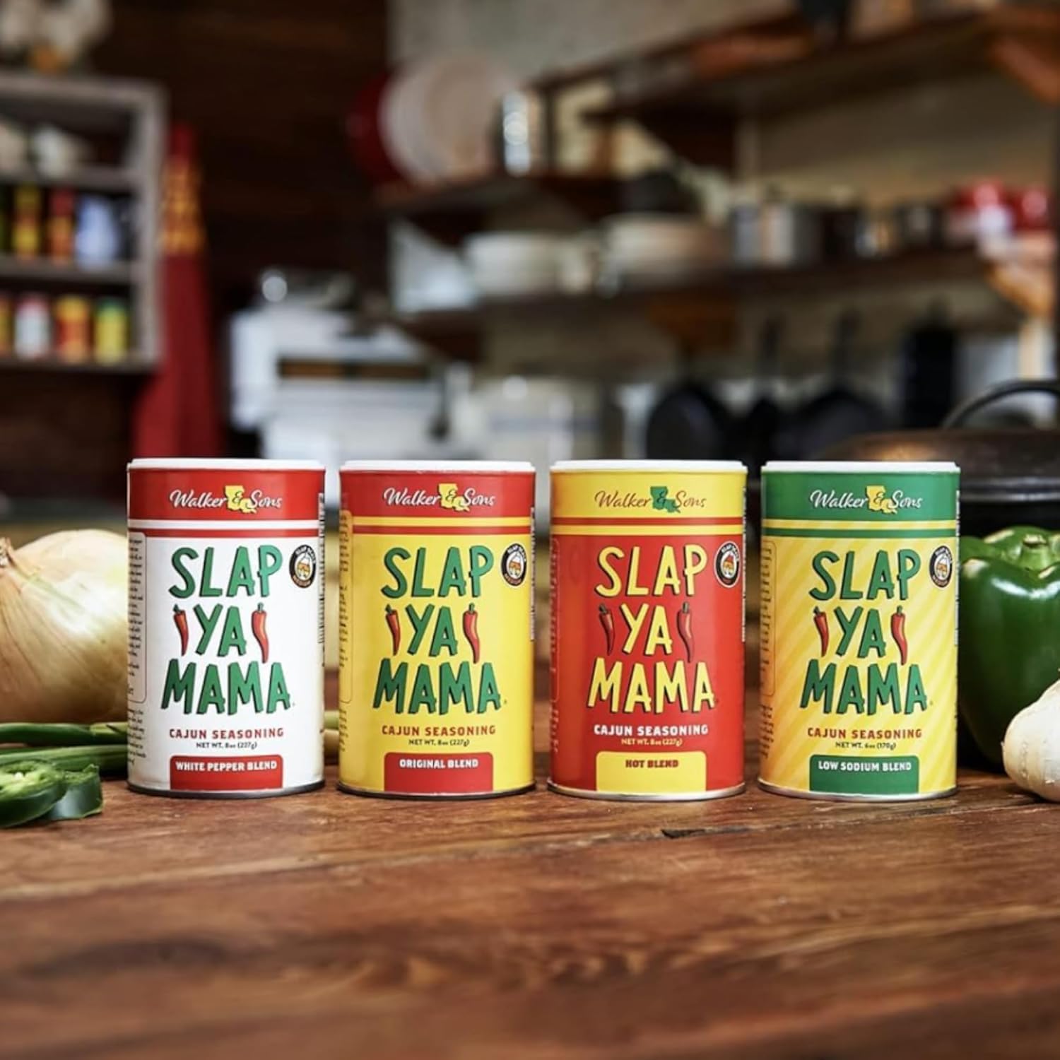 Slap Ya Mama jar with white pepper Cajun seasoning being scooped