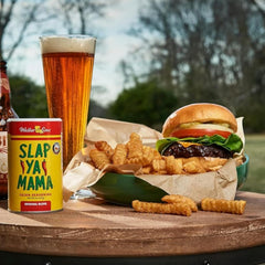 Close-up of Slap Ya Mama seasoning grains showing all natural ingredients