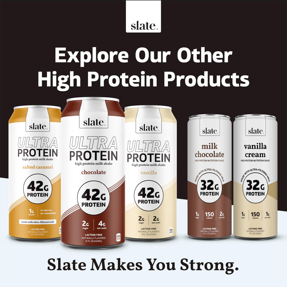 Slate Milk 11 fl oz can on counter ready to enjoy.