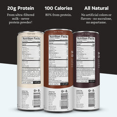 Slate Milk Core Variety Pack Dark Chocolate back-view can highlights rich flavor and 1g sugar.