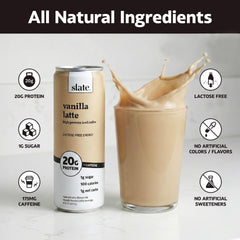 Slate Milk Vanilla Latte poured into glass with iced coffee