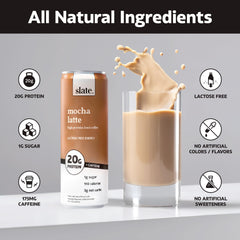 Slate Milk iced mocha latte pour reveals rich, creamy texture.