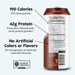 Slate Milk Ultra Protein Shake chocolate bottle showing 190 calories for balanced fueling
