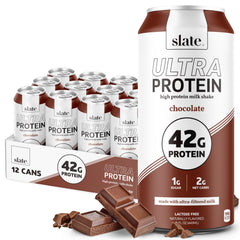 Slate Milk Ultra Protein Shake chocolate 42g protein in a bottle for a strong morning start