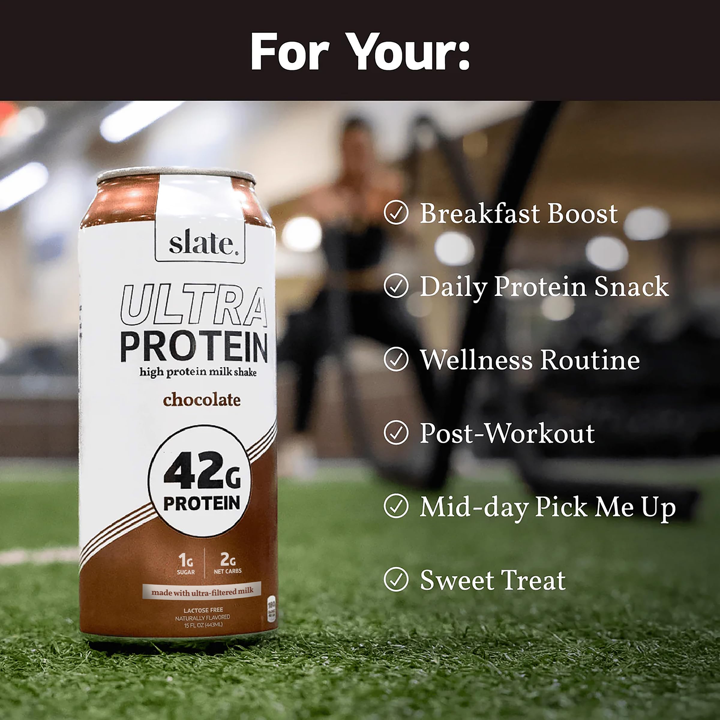 Slate Milk Ultra Protein Shake lactose-free formula label for dairy sensitivity