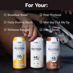 Slate Milk Ultra Protein Shake 12-can bundle highlights convenient protein source for families.