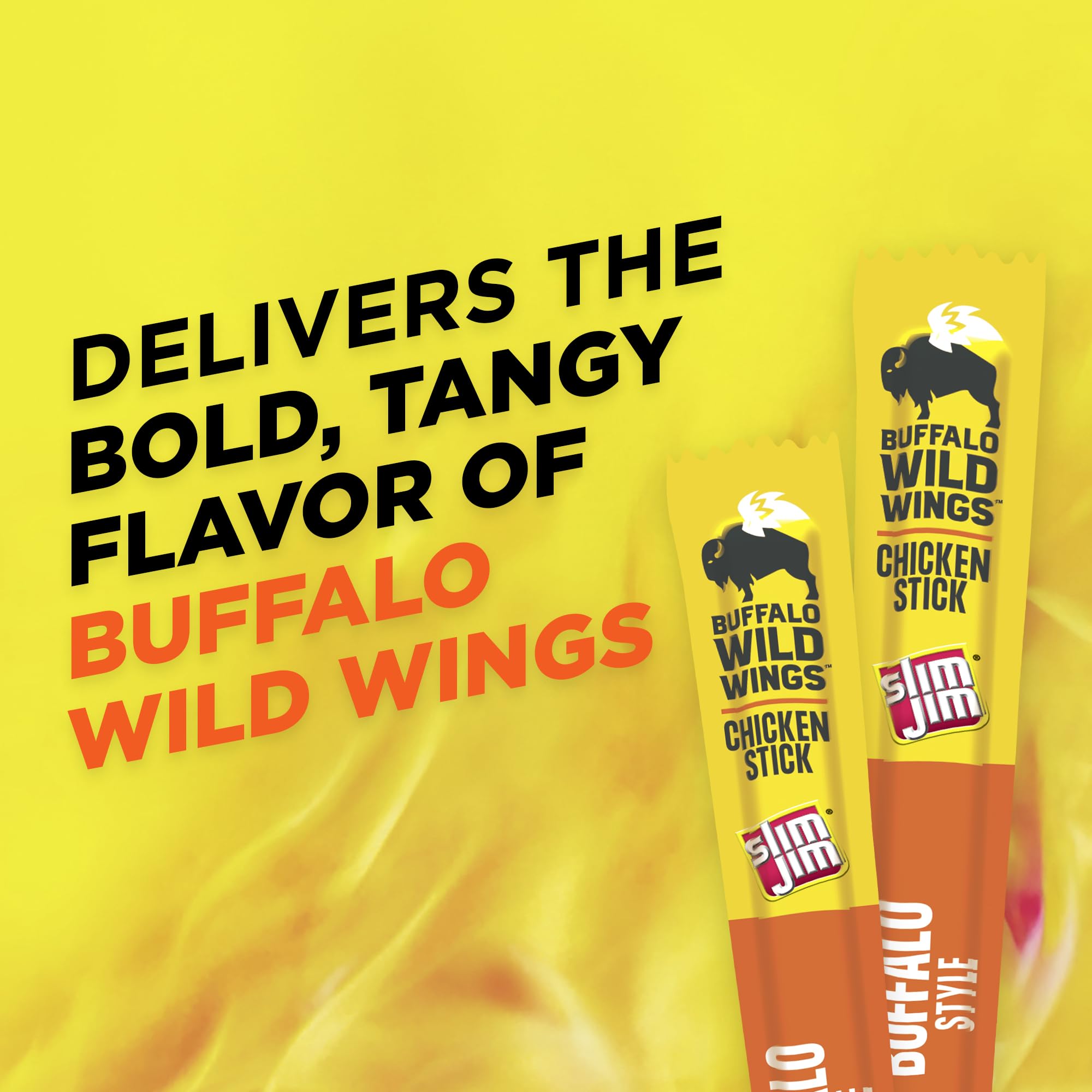 Slim Jim Buffalo-Style Chicken Stick promoting six grams of protein per serving.