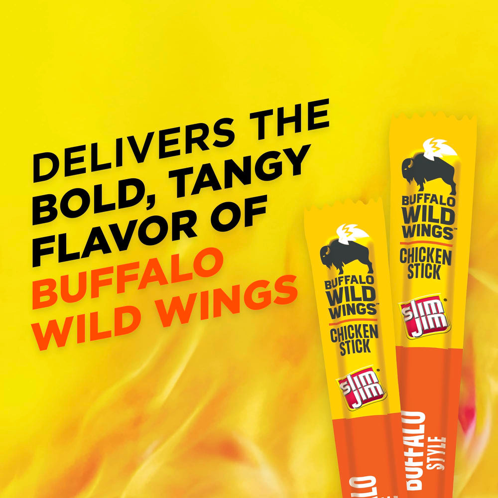 Slim Jim Buffalo-Style Chicken Stick promoting six grams of protein per serving.