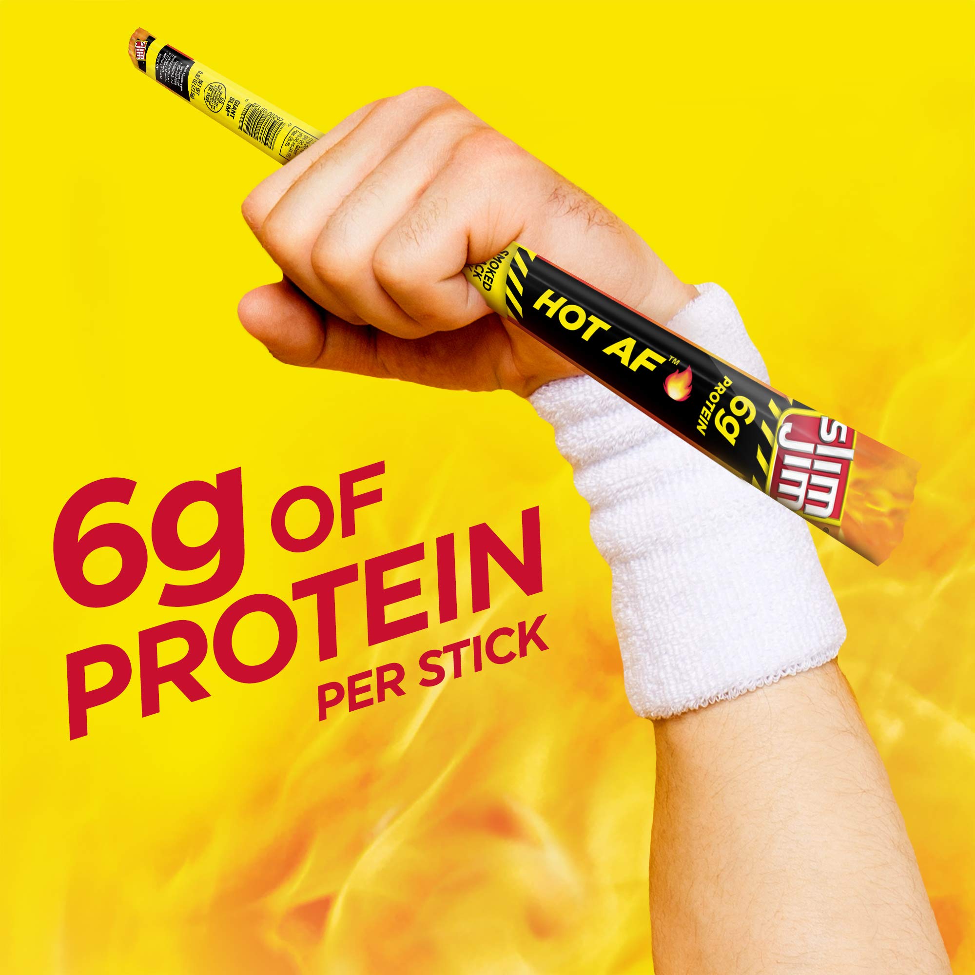 Heat indicator graphic on Slim Jim Giant Hot AF sticks.