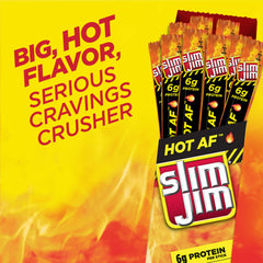 Slim Jim Giant Hot AF sticks in hand for portability.