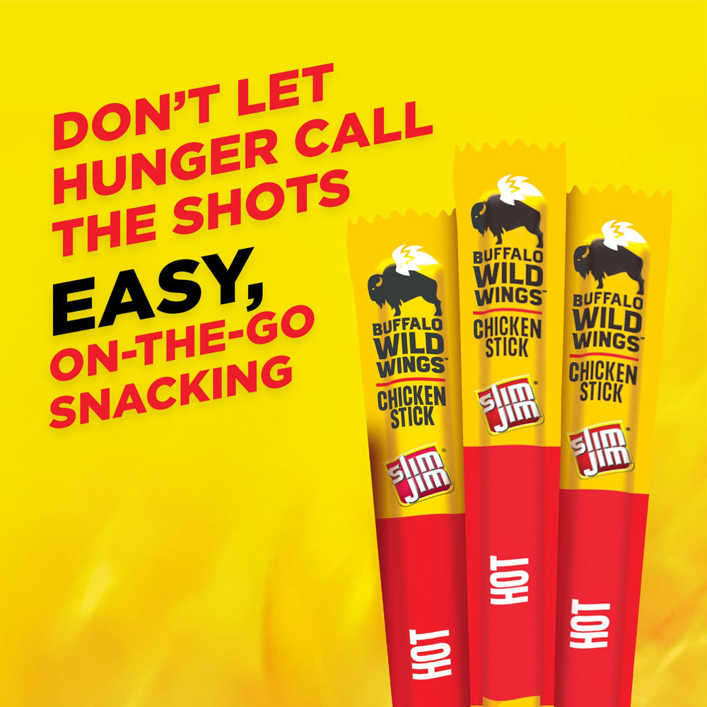 Kitchen counter box view of Slim Jim Buffalo Wild Wings hot sticks