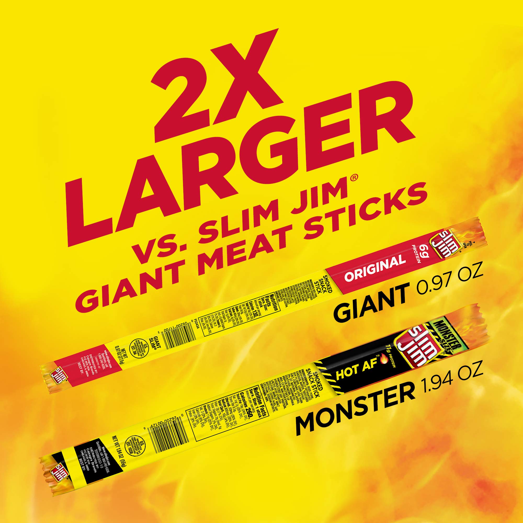 Slim Jim Monster Hot AF in hand ready for a quick protein snack