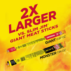 Slim Jim Monster Hot AF in hand ready for a quick protein snack