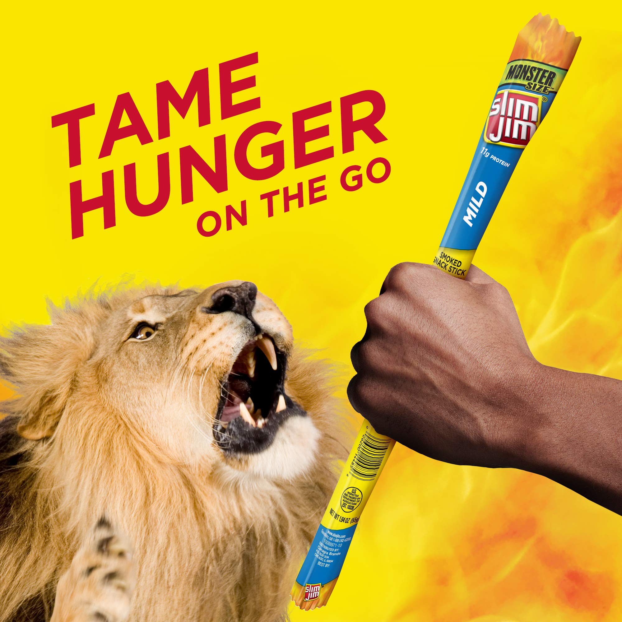 Slim Jim Monster Mild uses beef pork and chicken blend for rich flavor