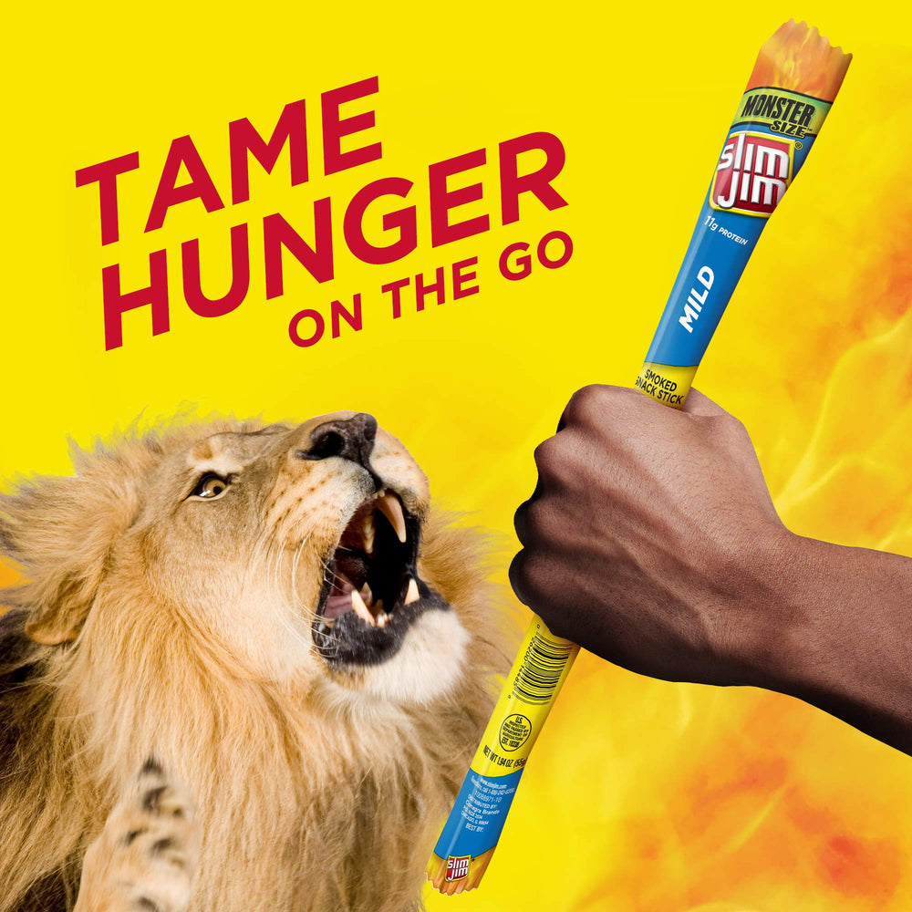 Slim Jim Monster Mild uses beef pork and chicken blend for rich flavor