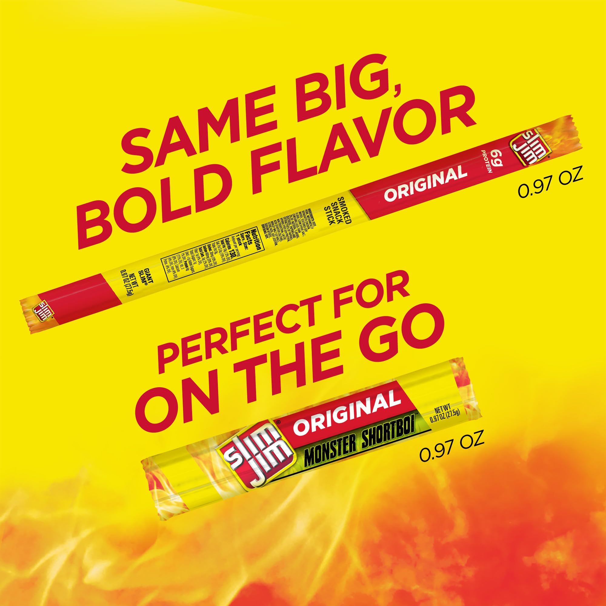 Slim Jim Monster Shortboi individually wrapped snack ready in lunchbox.