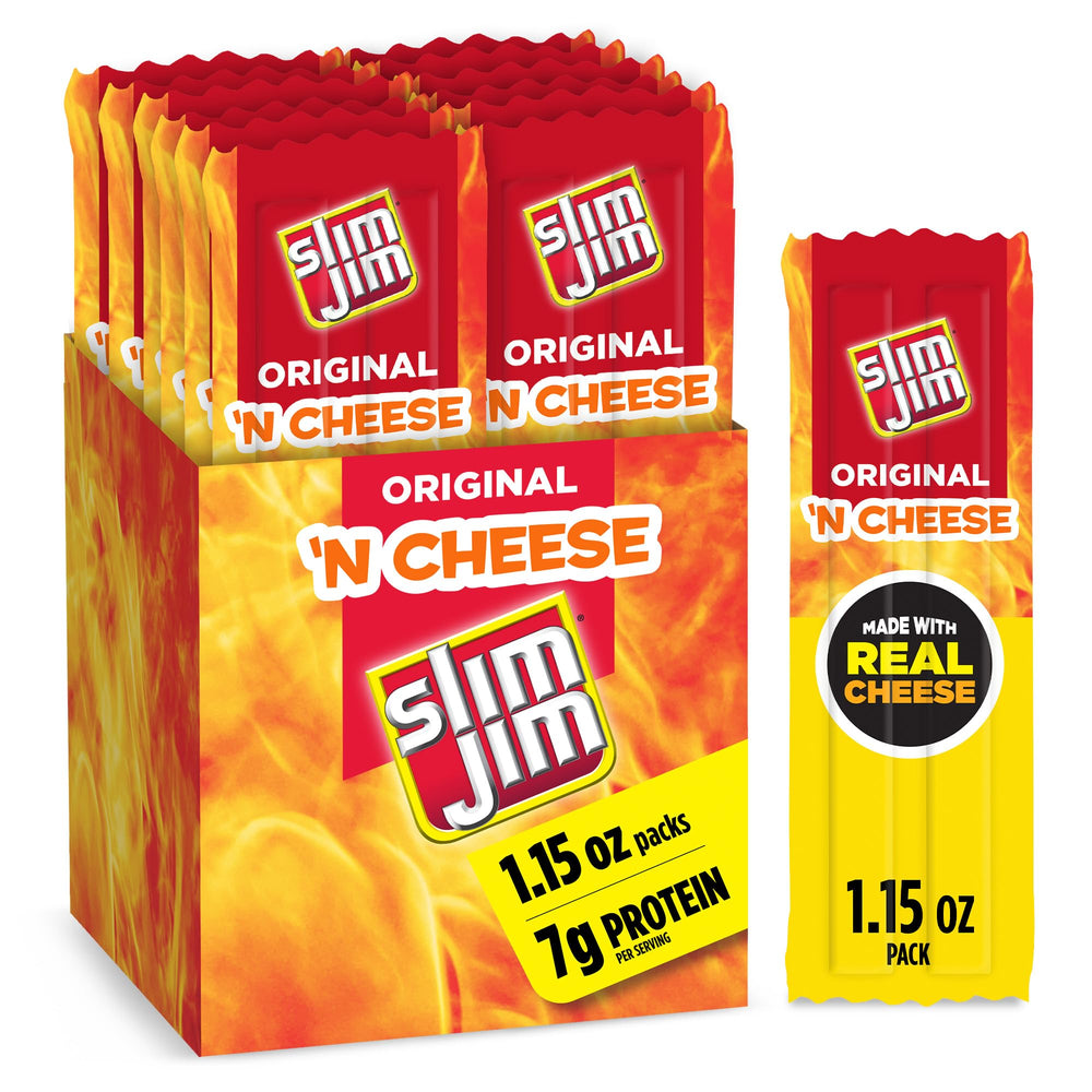 Slim Jim Original Beef 'N Cheese stick on-the-go protein snack