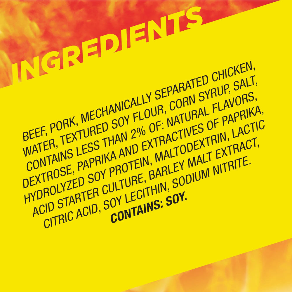 Slim Jim Original nutrition panel emphasizes high protein snack option for energy.