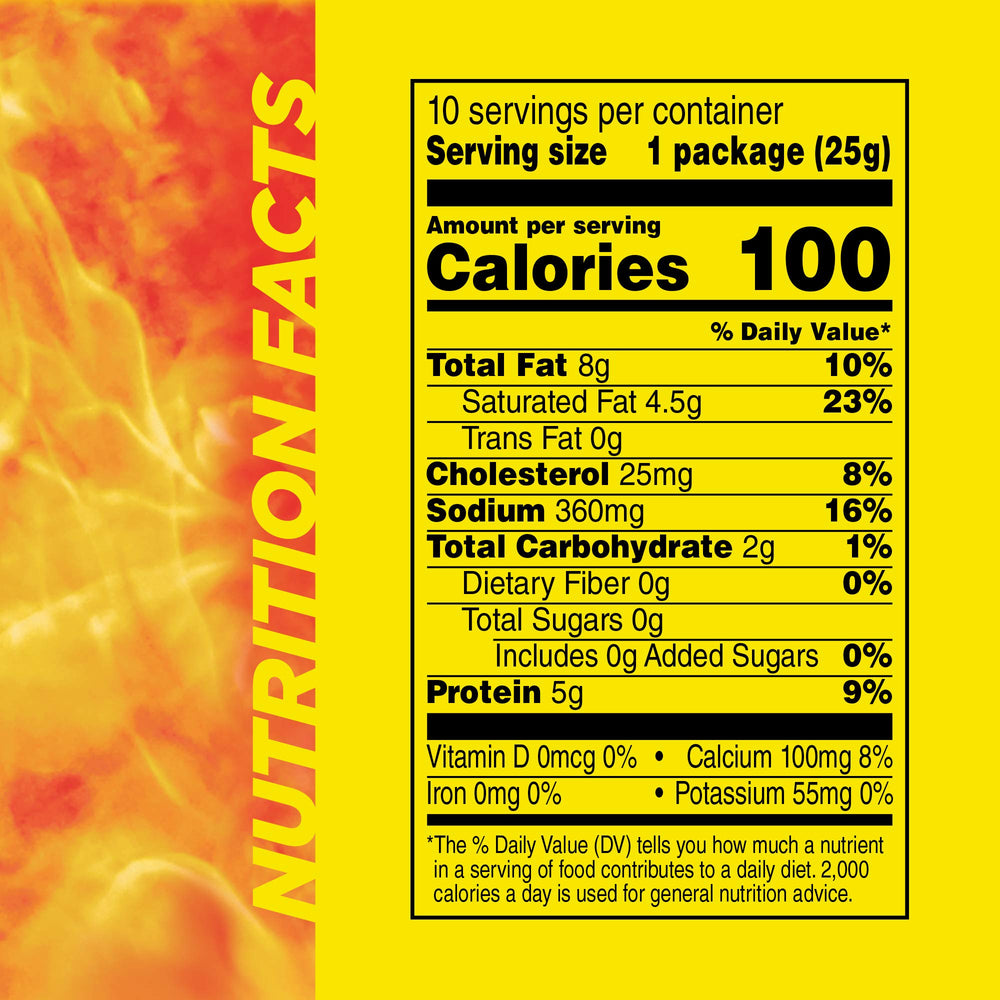 Slim Jim Original 'N Cheese pack of 10 sticks, portable snack for travel.
