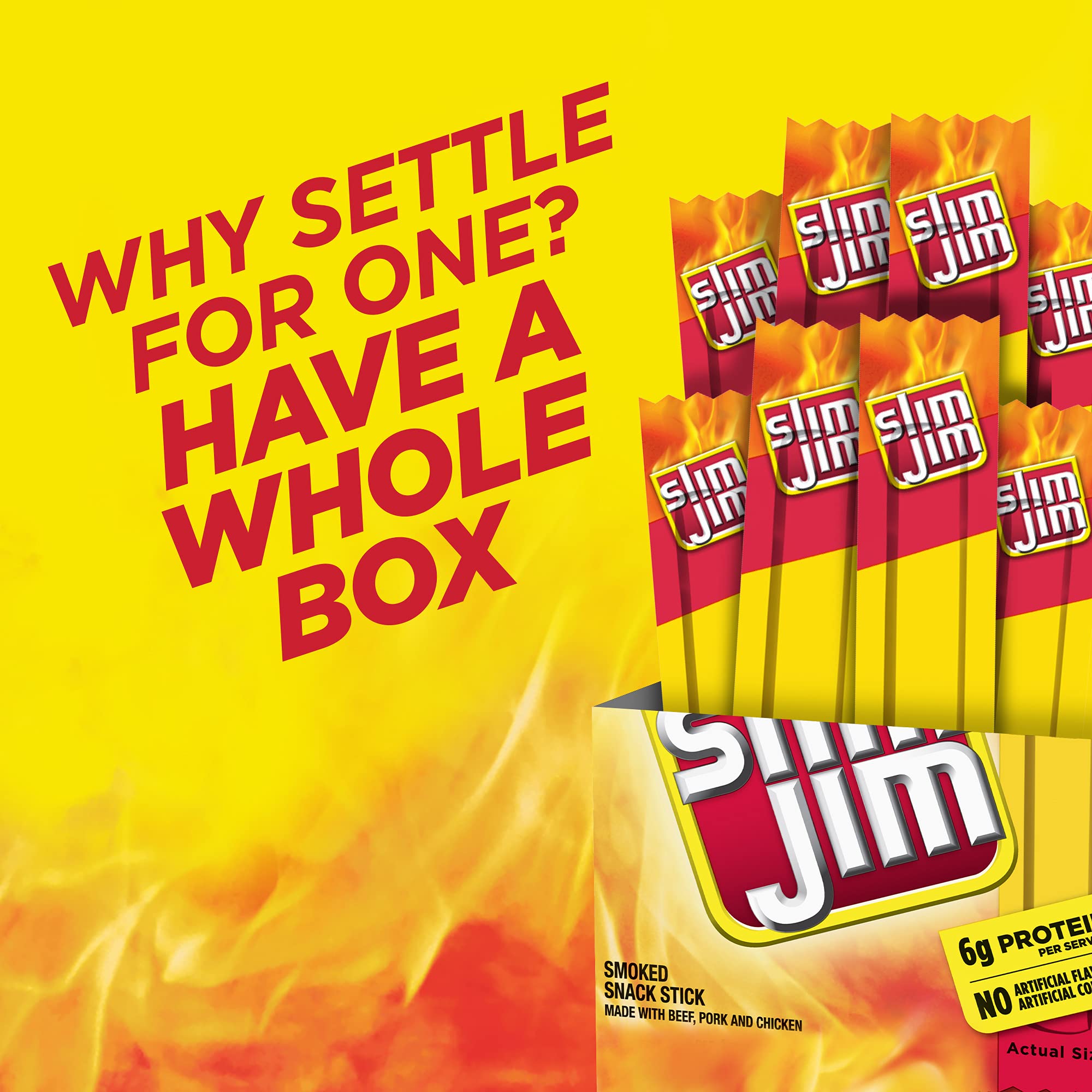 Slim Jim Original travel snack emphasizes on-the-go nourishment.