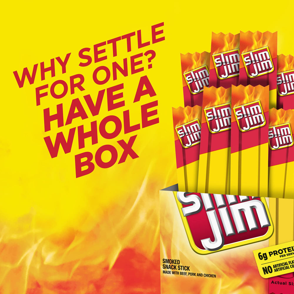 Slim Jim Original travel snack emphasizes on-the-go nourishment.