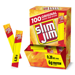 Slim Jim Original snack-size packaging highlights smoky flavor for on-the-go snacking.
