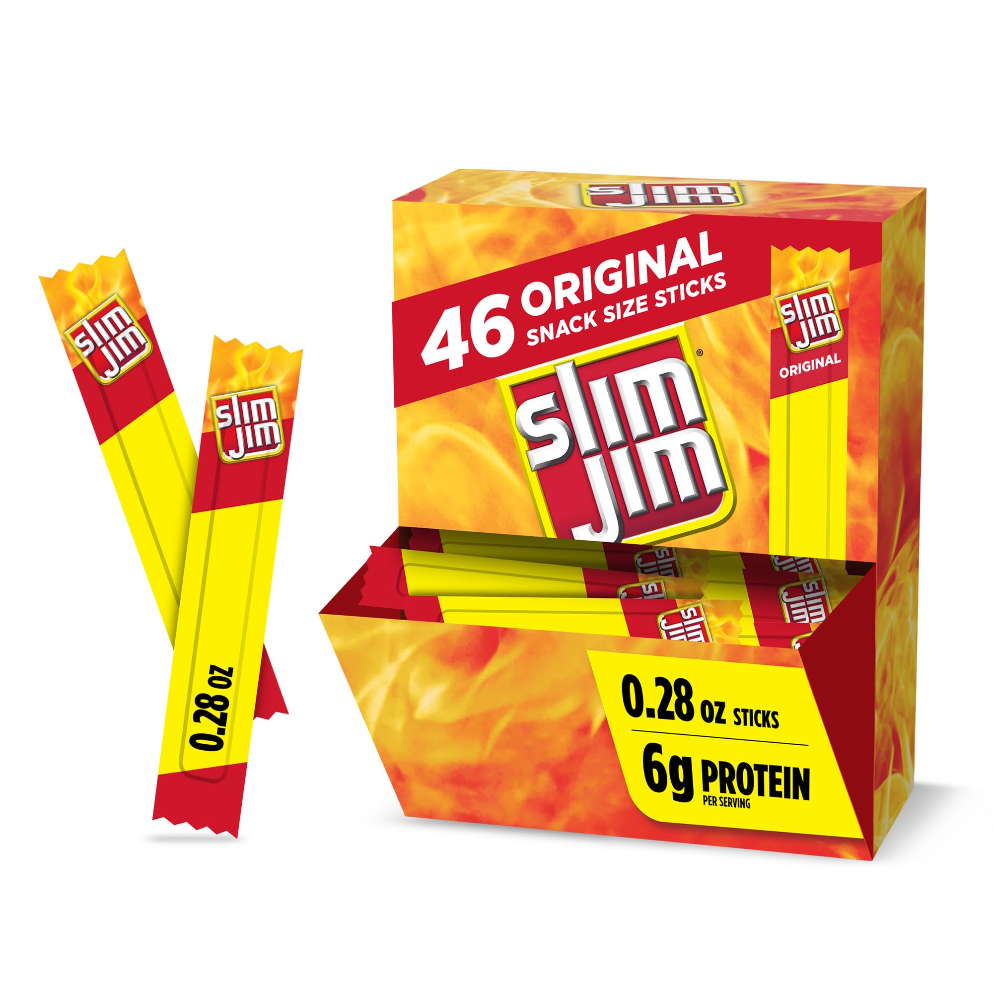 Slim Jim Original Snack Size Stick with bold smoky flavor for quick protein on the go.