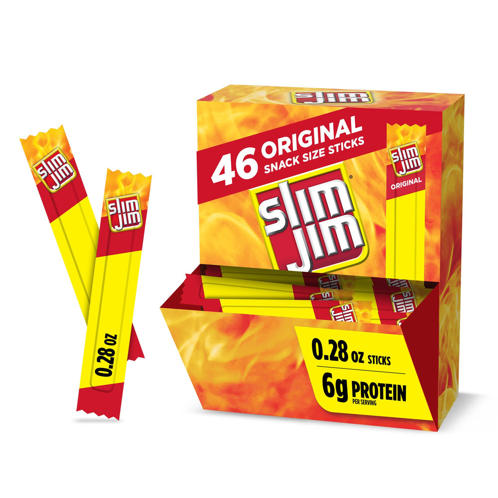 Slim Jim Original Snack Size Stick with bold smoky flavor for quick protein on the go.