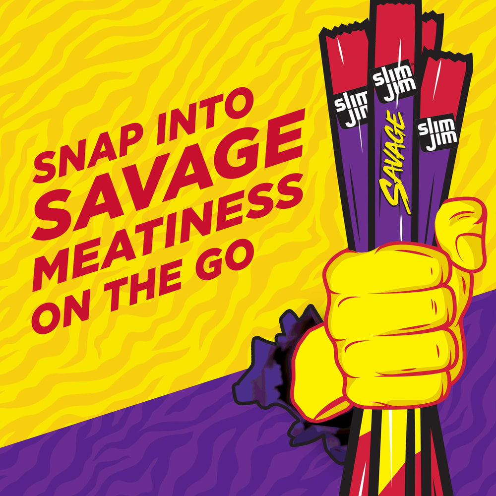 Slim Jim Savage Original ingredient-build hints beef, pork, chicken blend.