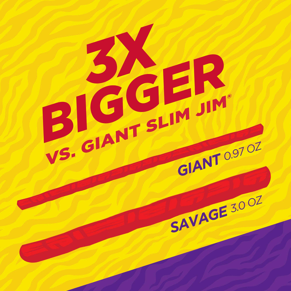 Slim Jim Savage Original nutrition info view notes 6 g protein per stick.