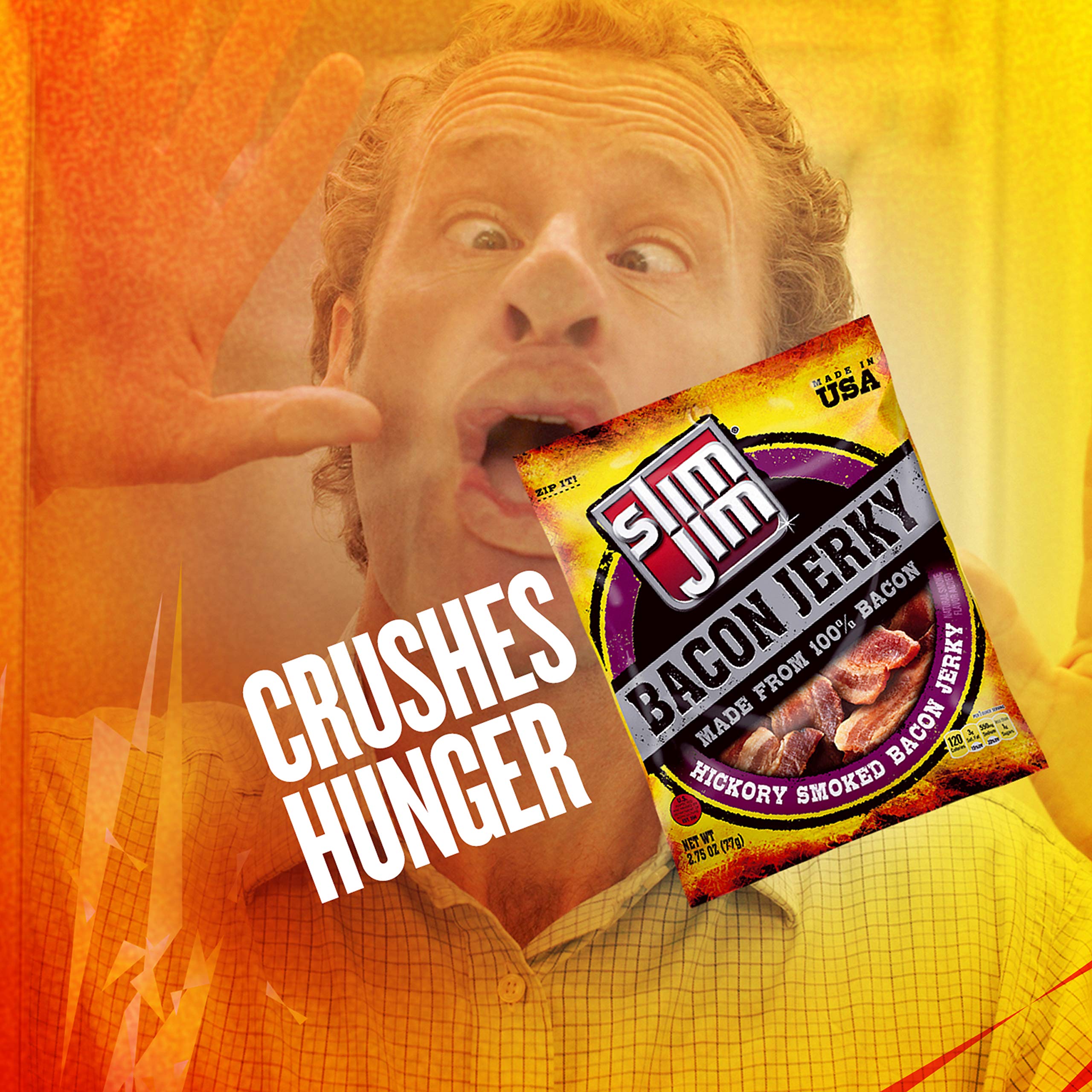 Slim Jim bag opened reveals jerky strips for on-the-go snacking