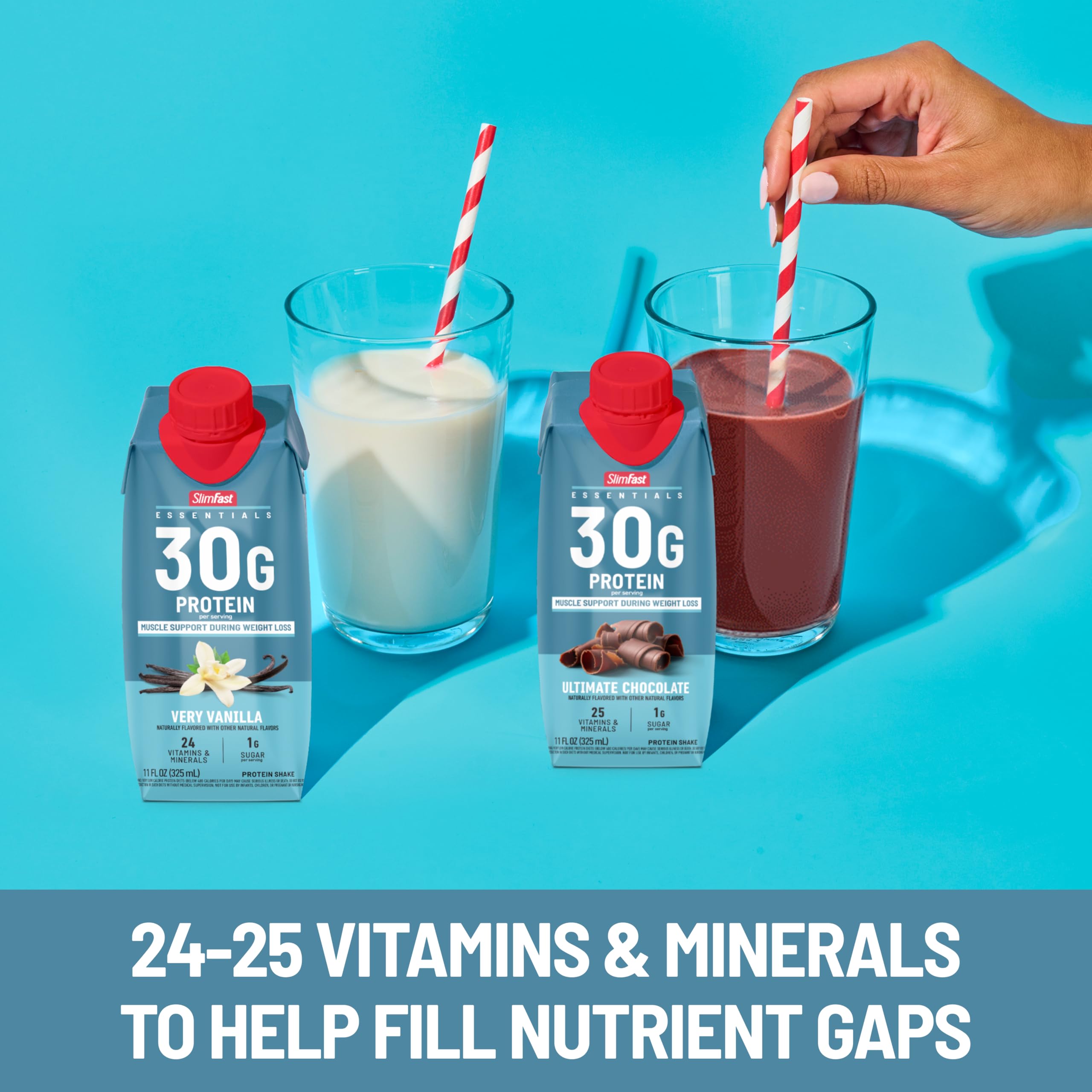 SlimFast Essentials Vanilla packaging is travel-friendly
