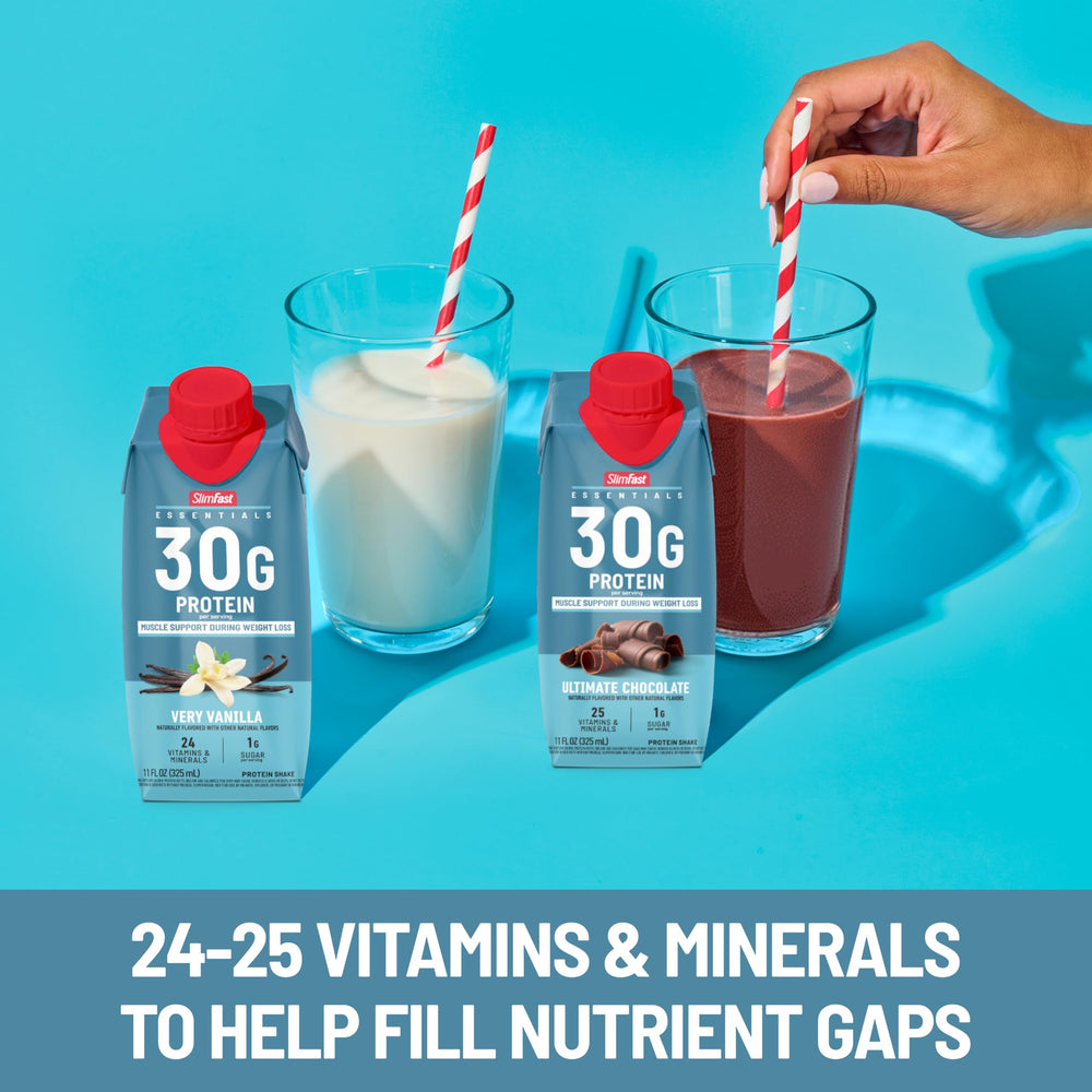 SlimFast Essentials Vanilla packaging is travel-friendly