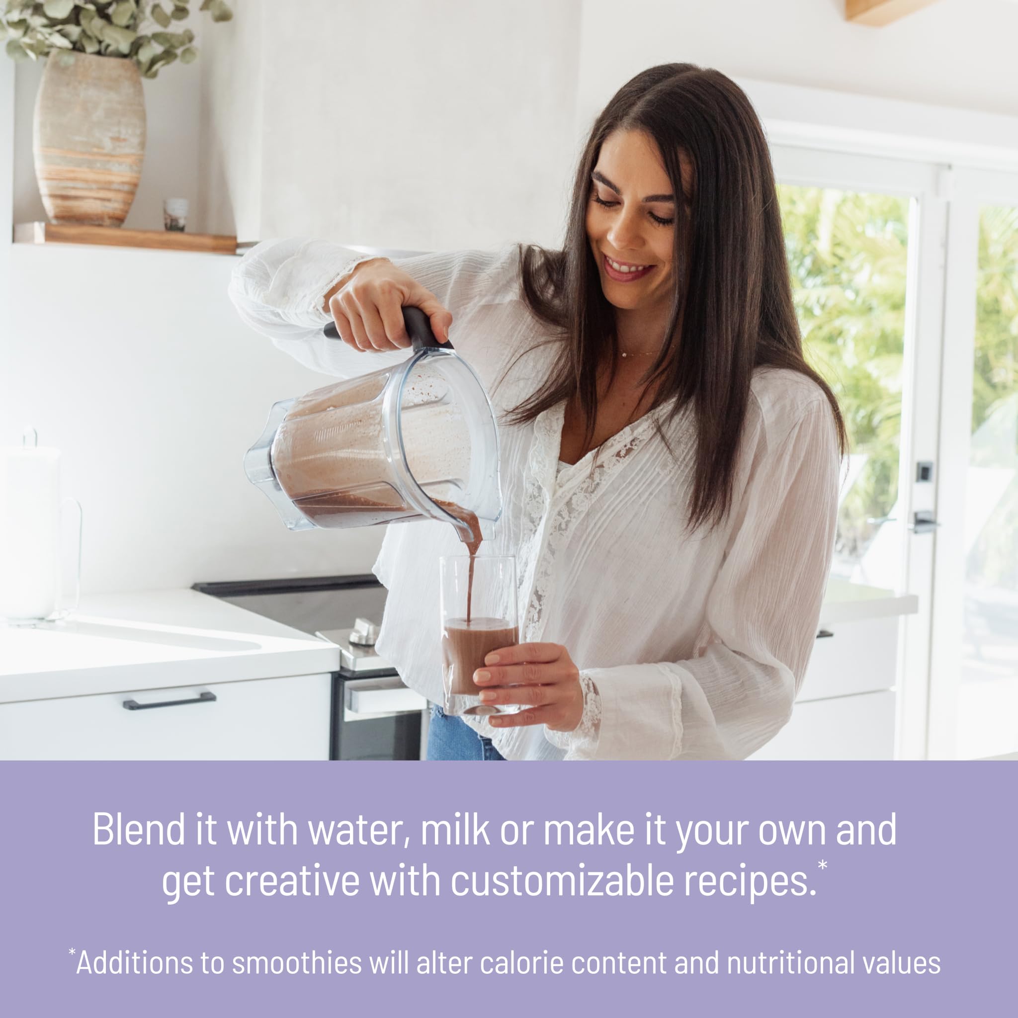 Scooping SlimFast powder to boost fiber for digestion.