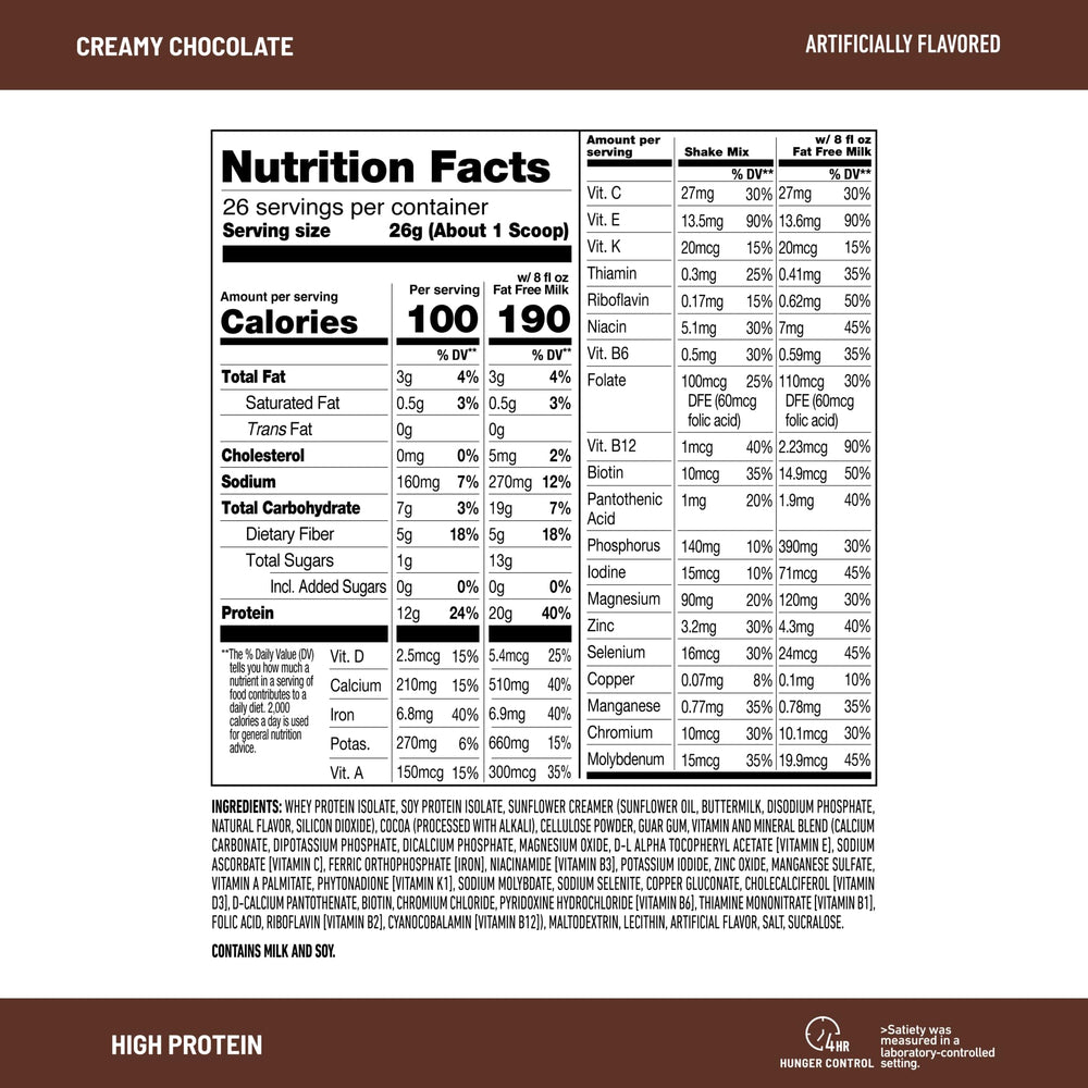 SlimFast gluten-free meal replacement tub with vitamin blend.
