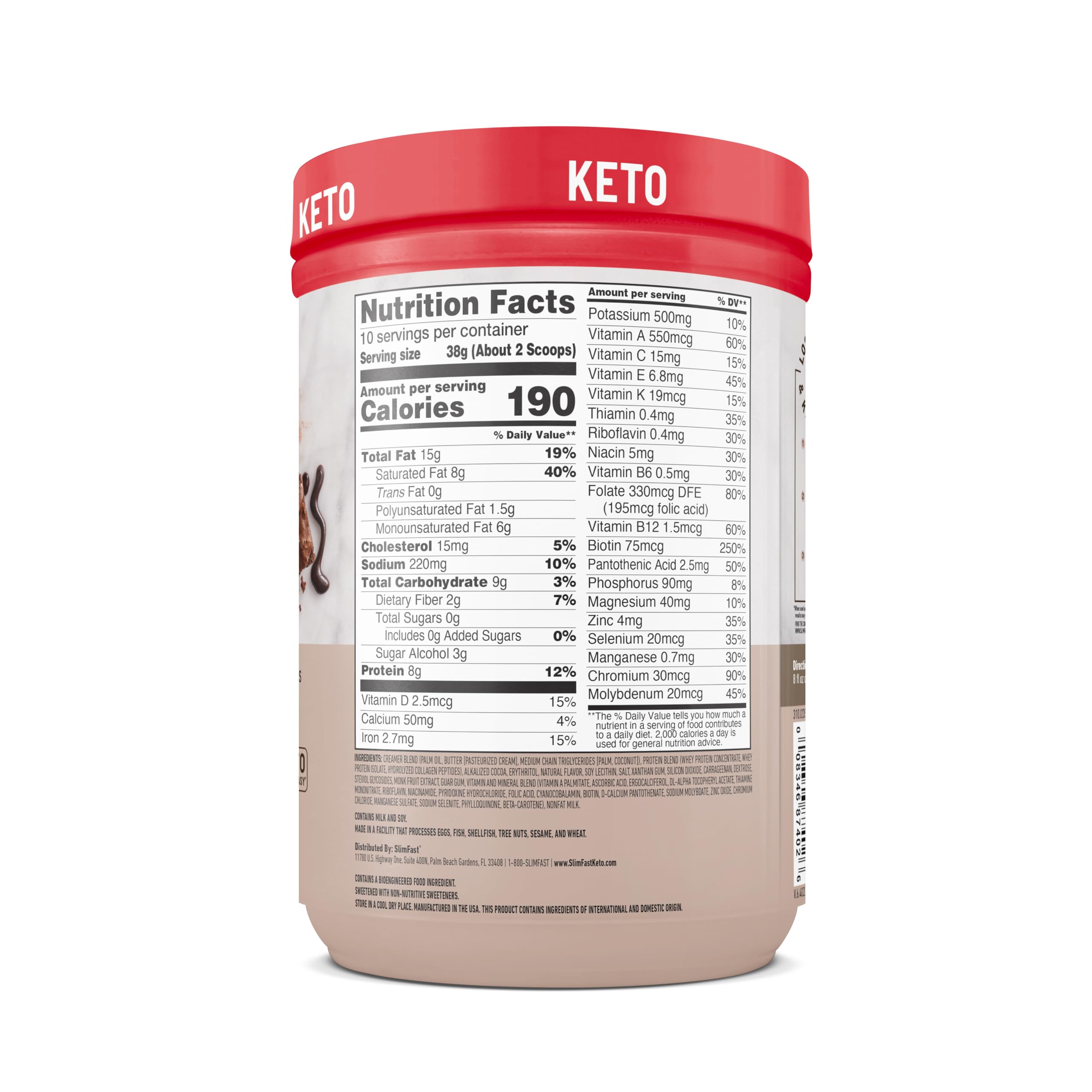 On-the-go SlimFast Keto shake canister for quick keto-friendly meals