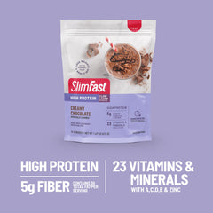 Glass of SlimFast shake ready as a quick snack.