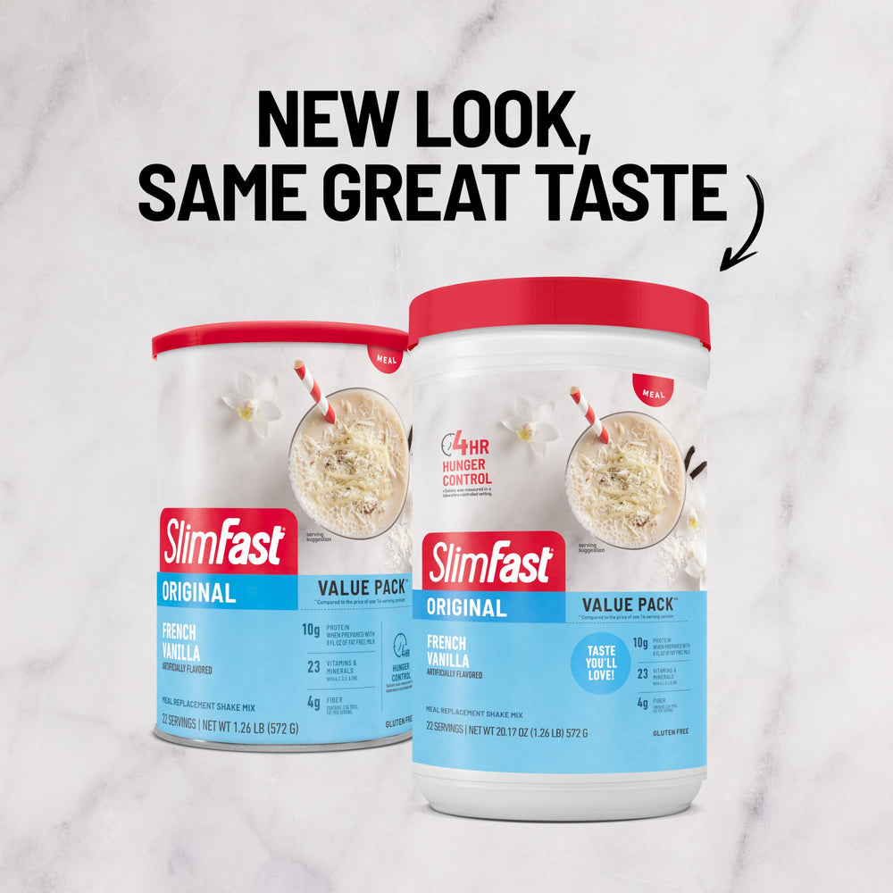 Mix SlimFast Original French Vanilla with milk for a creamy shake.