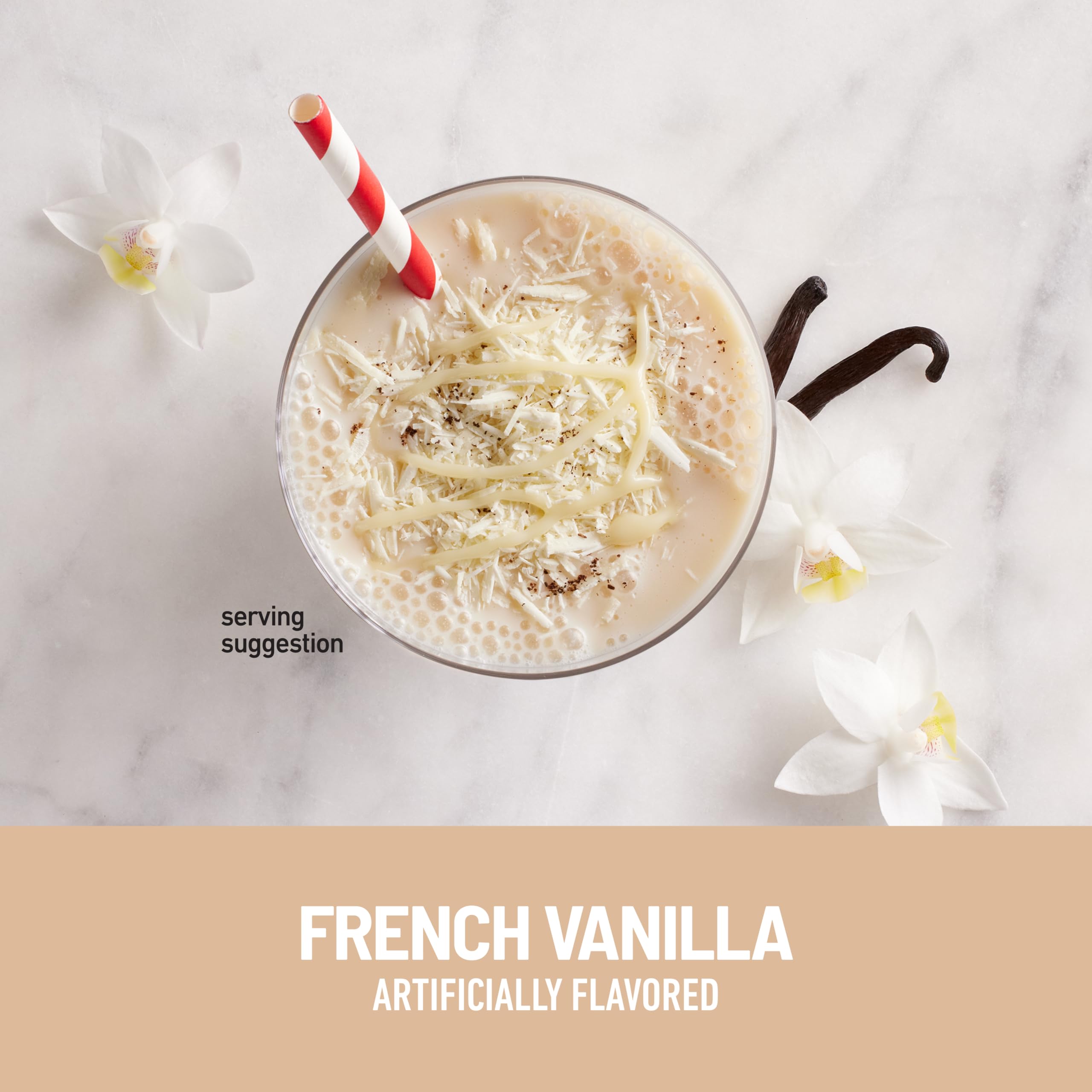 SlimFast Original French Vanilla scoop dispensing powder for quick shake prep.