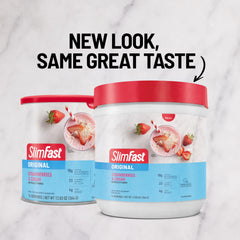 SlimFast Original packaging highlights gluten-free, vitamin-rich meal replacement.