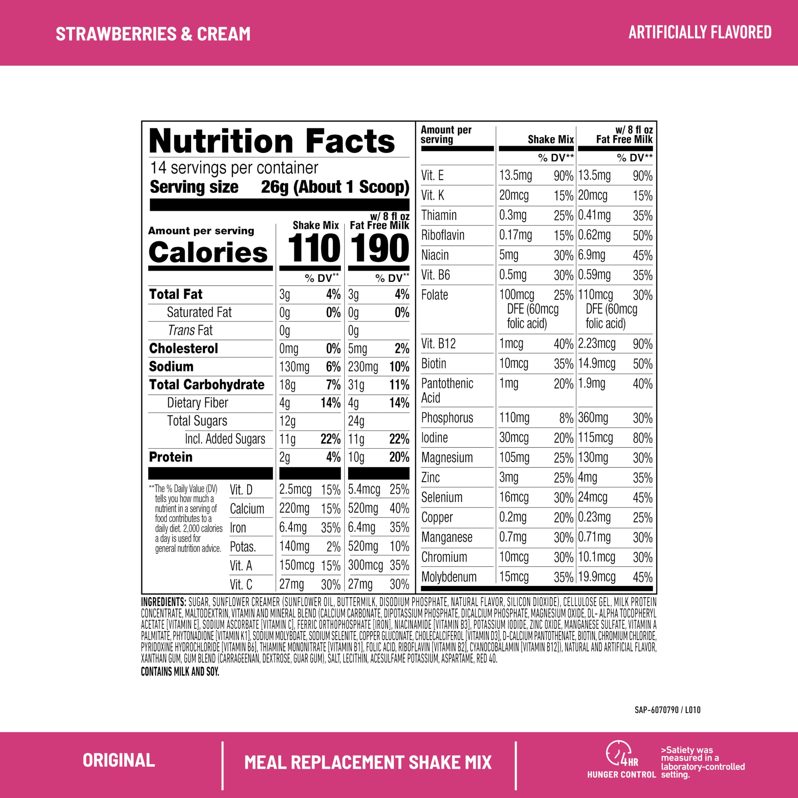 SlimFast Original powder scoop emphasizes easy portion control and balanced nutrition.