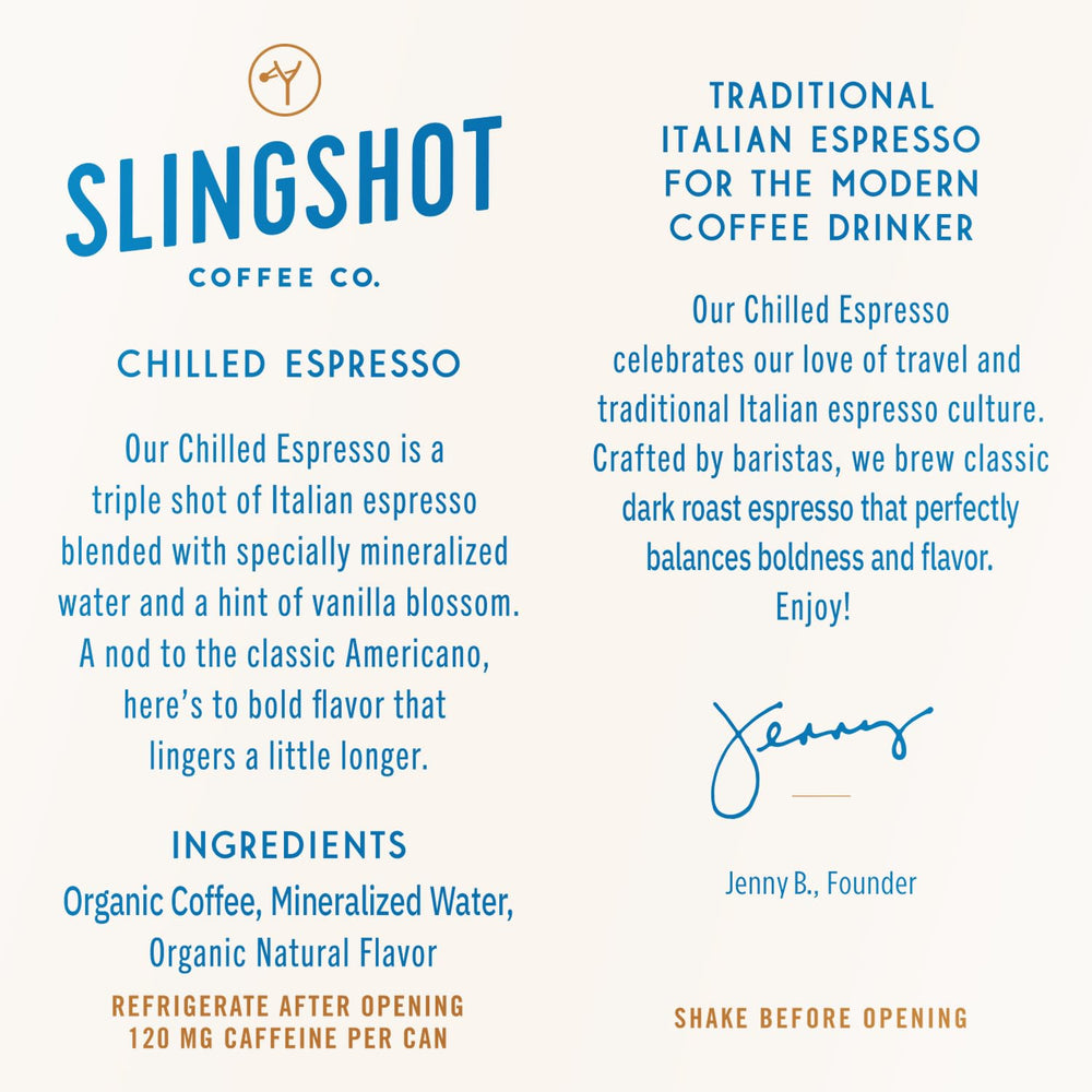 Slingshot Coffee Vanilla Blossom can on desk during a busy day.