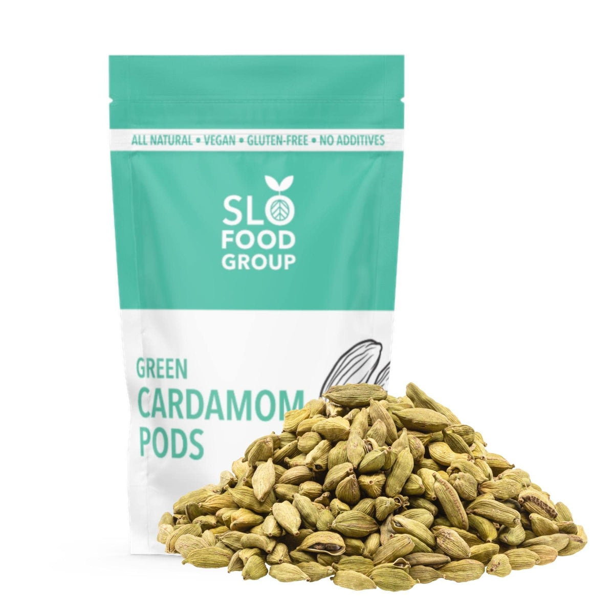 Slofoodgroup green cardamom pods, whole for fresh aroma in recipes.