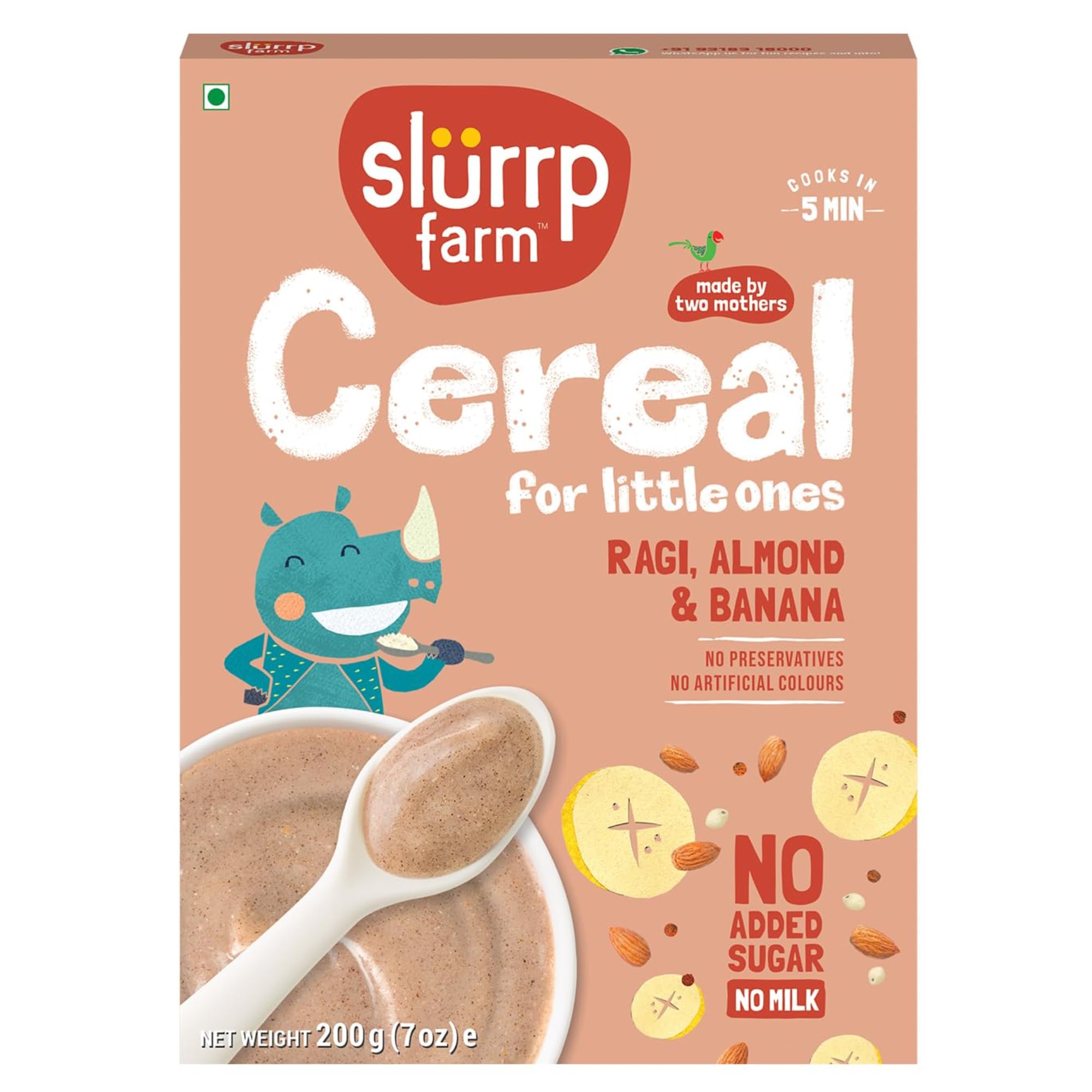 SLURRP FARM Multigrain Baby Cereal pouring into a cup for a quick meal