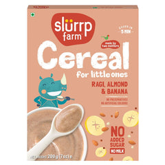 SLURRP FARM Multigrain Baby Cereal pouring into a cup for a quick meal