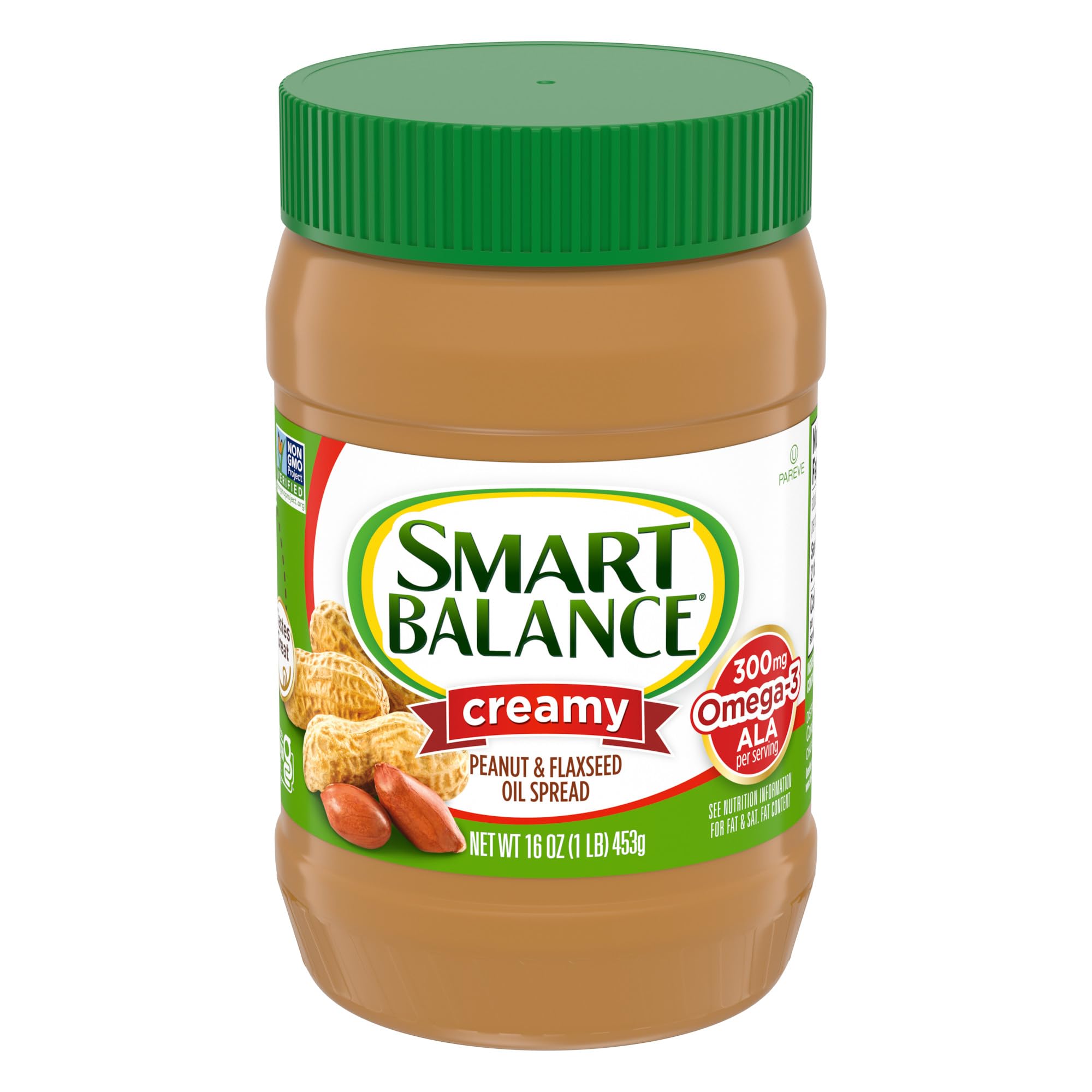 Smart Balance Omega Natural Peanut Butter jar with a creamy spread, ideal for quick snacks