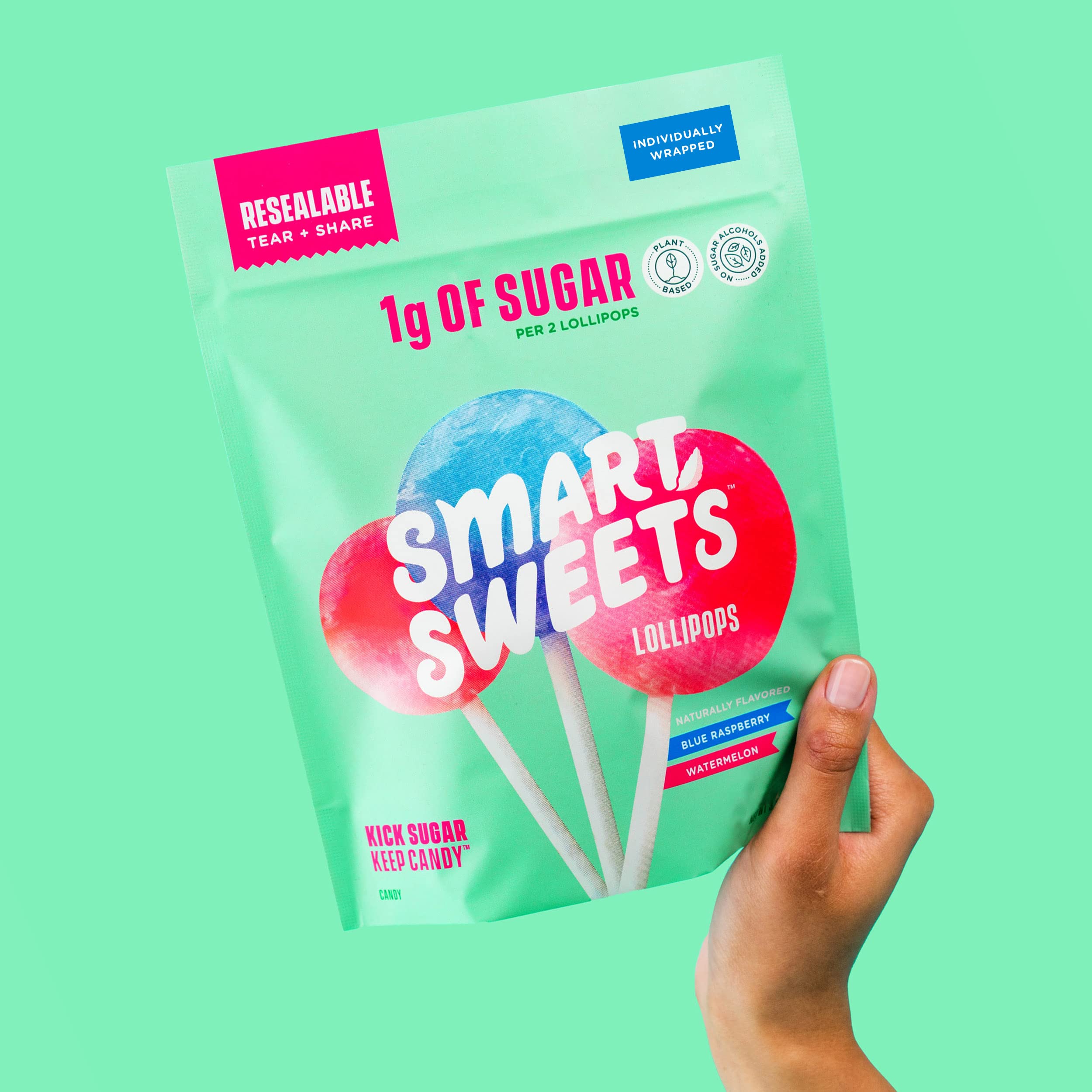 SmartSweets plant-based prebiotic fiber badge on packaging